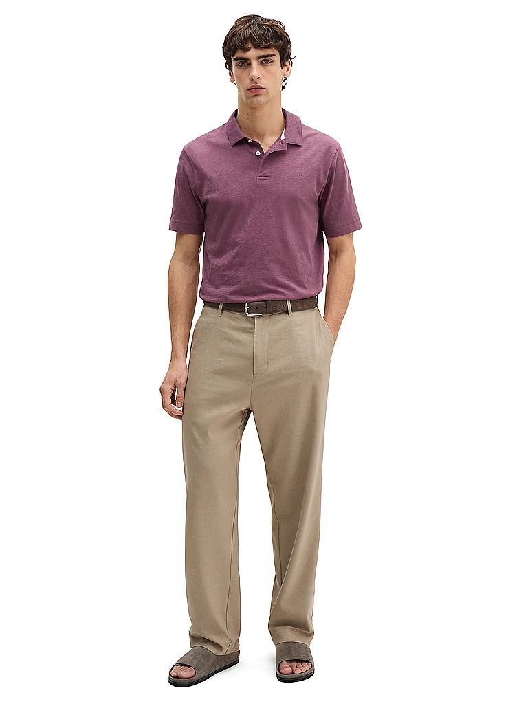 Poloshirt MARC O'POLO "aus weicher Bio-Baumwolle", Damen, Gr. L, acai rot, Obermaterial: 100% Baumwolle, unifarben, regular fit, Shirts 2